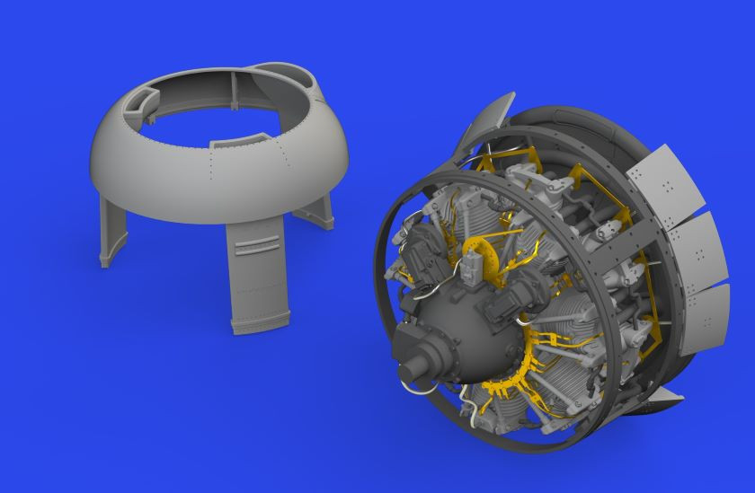 Aircraft- FM-1 Engine for EDU (Photo-Etch & Resin) 1/48 Eduard