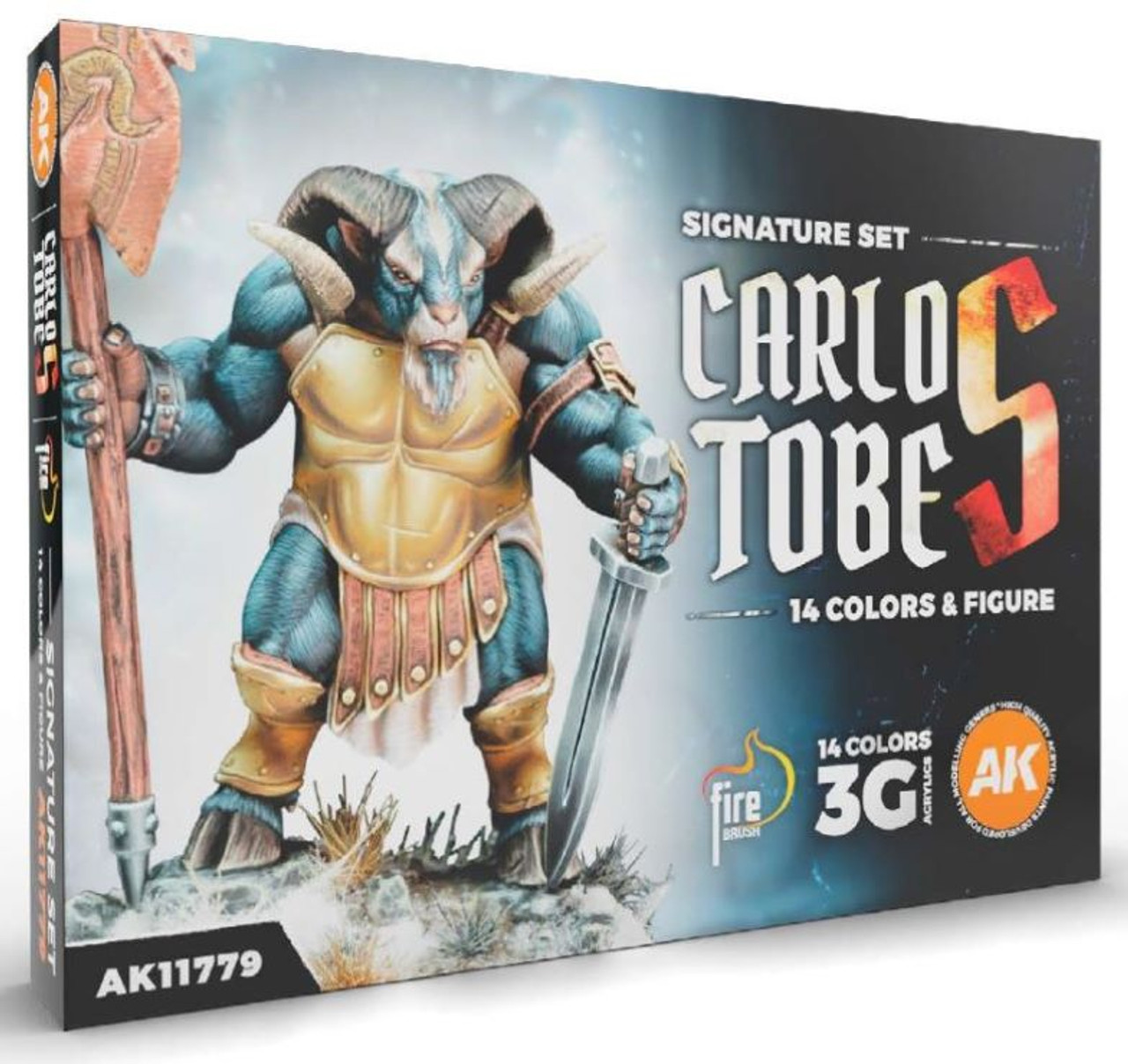 Carlos Tobes Signature 3G Acrylic Paint Set (14 Colors & 1 Figure) 17ml  Bottles AK Interactive
