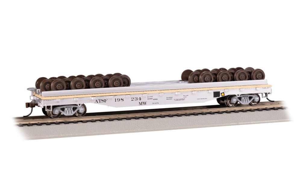 52' Flatcar w/Wheel Load ATSF #198234 HO Scale Bachmann Trains