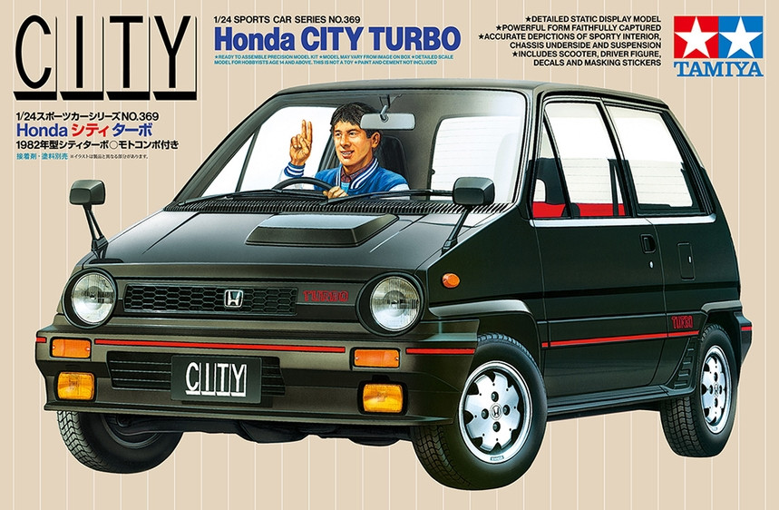 Honda City Turbo Car w/Driver & Scooter 1/24 Tamiya