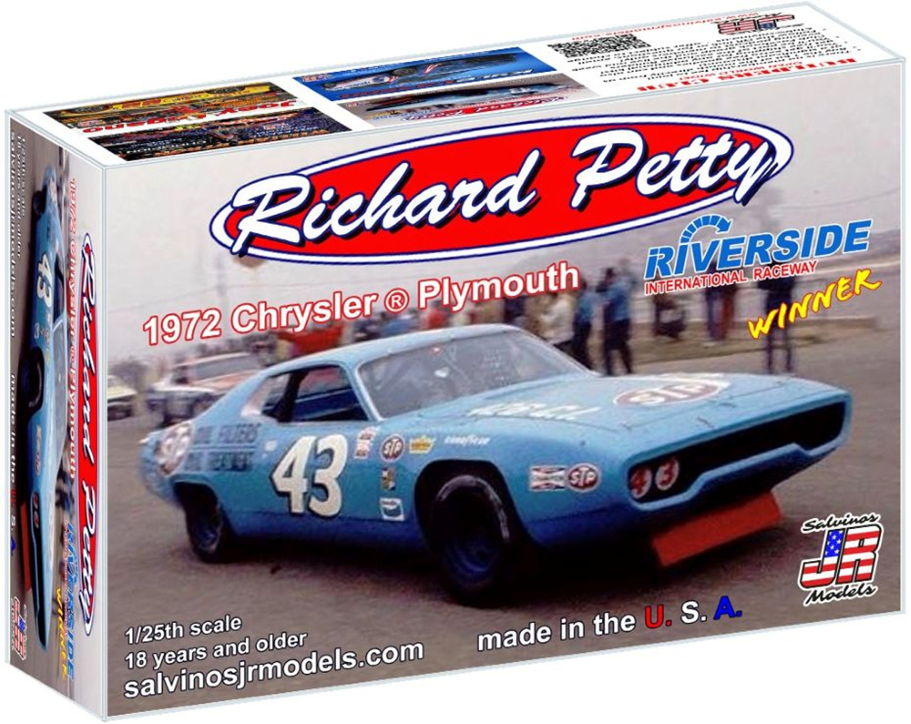 自動車 Richard Petty 1/25 Salvinos jr Plymouth Richard Petty #43 1972 Chrysler Plymouth Riverside Intl