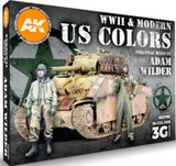 WWII & Modern US Colors Acrylic Paint Set (18 Colors) 17ml Bottles AK Interactive