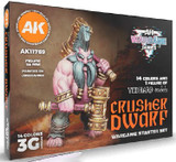 Wargame Series Crusher Dwarf Starter Acrylic Paint Set (14 Colors) 17ml Bottles AK Interactive