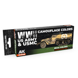 Real Colors: WWII US Army & USMC Camouflage Lacquer Based Paint Set (8) 17ml Bottles AK Interactive