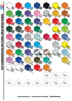 Tamiya Acrylic Spray Paint Colour Chart