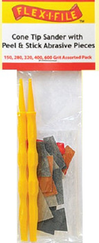 Cone Tip Sander Applicator Handle w/Peel & Stick Abrasives (3ea. 5 diff grits) Flex-I-File