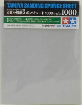 Sanding Sponge Sheet 4.5"x5.5" (5mm thick) 1000 Grit Tamiya