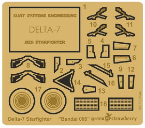 Star Wars Clone War Delta-7 Jedi Starfighter Detail Set for BAN (Photo-Etch) 1/144 Green Strawberry