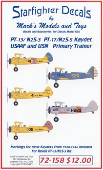 PT-13/N2S-3 PT-17/N2S-5 Kaydet USAAF & USN Primary Trainer for RVL 1/72 Starfighter Decals