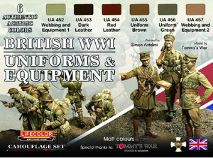 British WWI Uniforms & Equipment Acrylic Set (6 22ml Bottles) Lifecolor