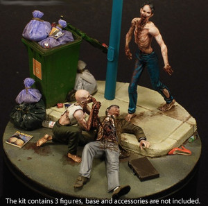 Night of the Living Dead Diorama (2 Zombies, Dead Man, Base) (Resin) 1/35 Royal Model