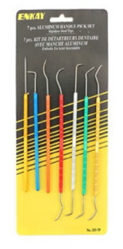 7pc Assorted Stainless Steel Dental/Putty Pick Set Enkay
