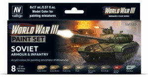 Soviet Armour & Infantry WWIII Wargames Paint Set (8 17mL Colors) Vallejo Paint