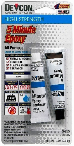 Devcon High Strength 5 Minute Epoxy 1500psi 8.5 oz in 2 Bottles