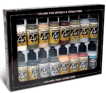 Metallics Model Air Paint Set (16 Colors) Vallejo Paint