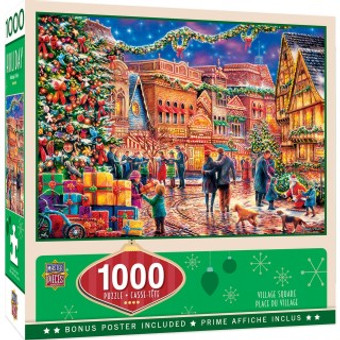Holiday: Christmas Eve Fly By (Santa over Village) Puzzle (1000pc