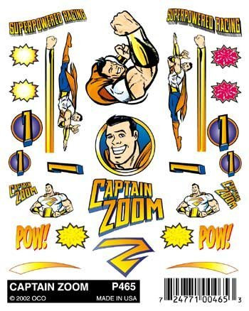 Captain Zoom Stick-On Decal Pinecar