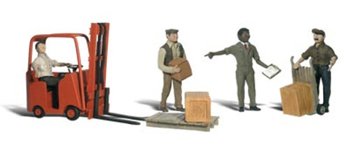 Scenic Accents Workers and Forklift HO Scale Woodland Scenics