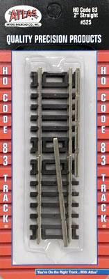 Code 83 Nickel Silver 2" Straight Section (6/Bx) HO Scale Atlas Trains