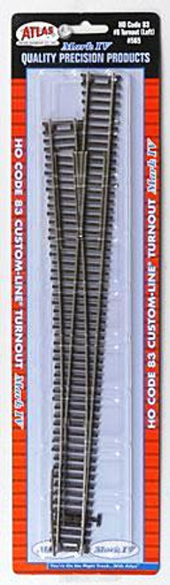 Code 83 Nickel Silver #8 Custom-Line Turnout Left HO Scale Atlas Trains