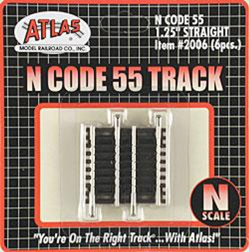 N Code 55 Nickel Silver 1.25" Straight Track (6) Atlas Trains