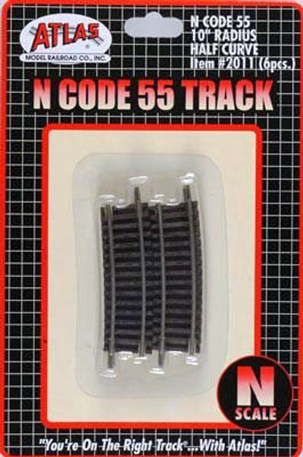 N Code 55 Nickel Silver 10" Radius Half Section Track (6) Atlas Trains