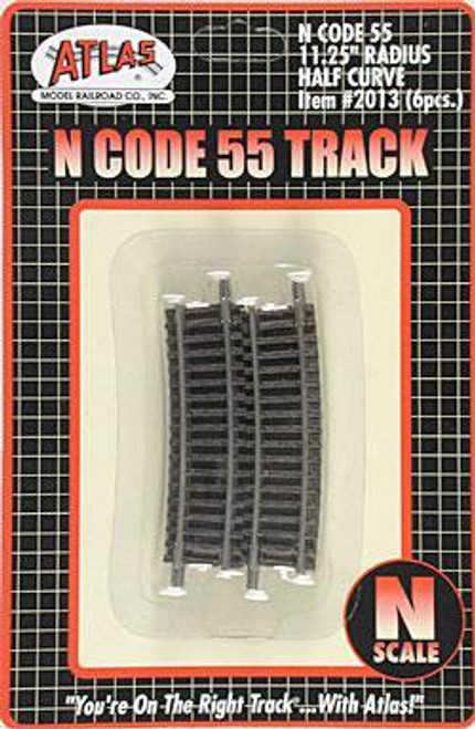 N Code 55 Nickel Silver 11.25" Radius Half Section Track (6) Atlas Trains