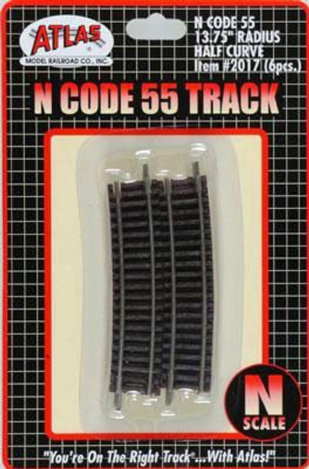 N Code 55 Nickel Silver 13.75" Radius Half Section Track (6) Atlas Trains