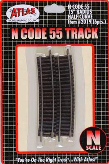 N Code 55 Nickel Silver 15" Radius Half Section Track (6) Atlas Trains
