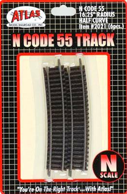 N Code 55 Nickel Silver 16.25" Radius Half Section Track (6) Atlas Trains