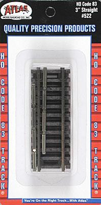Code 83 Nickel Silver 3" Straight Section (6/Bx) HO Scale Atlas Trains