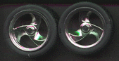 Tri Blade Chrome Rims w/Tires (4) 1/24-1/25 Pegasus