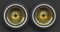 Gold Wire Rims w/Low Profile Whitewall Tires (4) 1-18 Pegasus