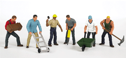 Scenescapes Construction Workers (6) HO Scale