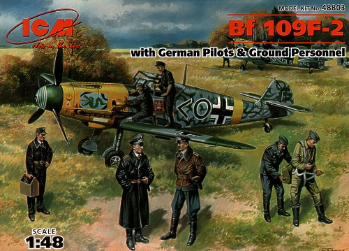 Bf 109F-2 with WWII German Pilots & Ground Personnel 1/48 ICM Models