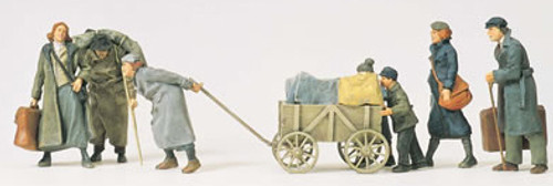 Unpainted Refugees w/Cart (7) (Kit) 1-35 Preiser Models