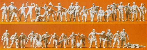 Unpainted German Reich Paratroopers, Pilots & Ground Crew 1935-1945 (40) (Kit) 1/72 Preiser Models