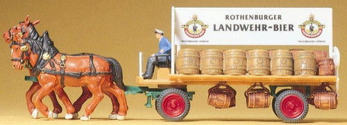 Horse Drawn Beer Wagon w/Rider HO Preiser Models