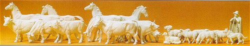 Unpainted Horses, Cows, Sheep (22) (Kit) 1/72 Preiser Models