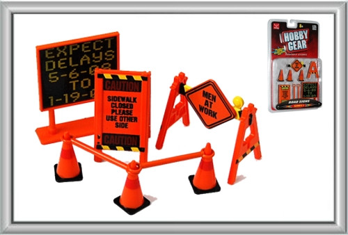 Roadside Accessories: Warning Signs, Cones, Barrier Bars 1/24 Phoenix Toys