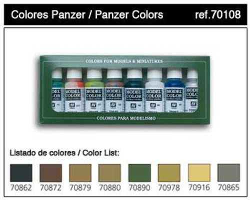 Panzer Model Color Paint Set 17ml Bottle Acrylic  (8 Colors)