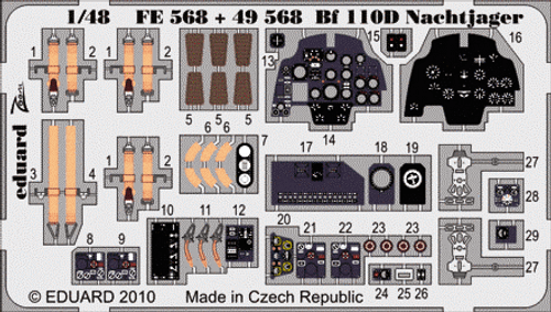 Bf 110D Nachtjager Detail Set for DML (Painted) 1/48 Eduard