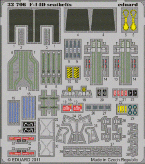 F-14D Seatbelts for TSM (Painted) 1/32 Eduard