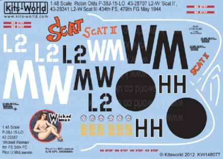 P-38J Scat, Scat II, Wicked Woman 1/48 Warbird Decals