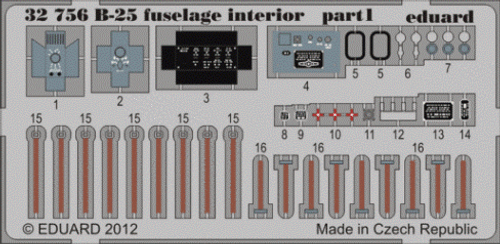B-25 Fuselage Interior Detail Set for HKM (Painted) 1/32 Eduard