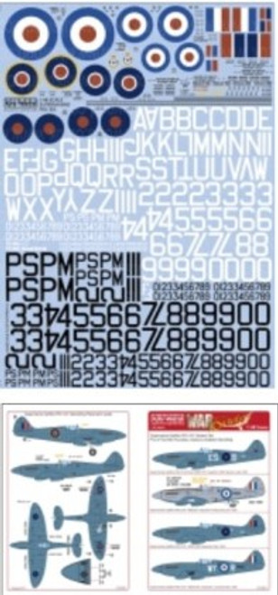 Supermarine Spitfire PRU Mk XIX Generic Set: Pre/Post War Roundels, Serials & Stenciling 1/48 Warbird Decals