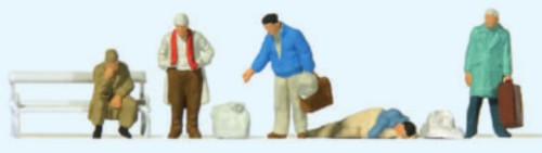 Travelers & Bum (6) HO Preiser