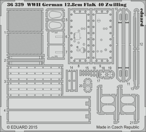 WWII German 12.8cm Flak 40 Zwilling for TAO 1/35 Eduard