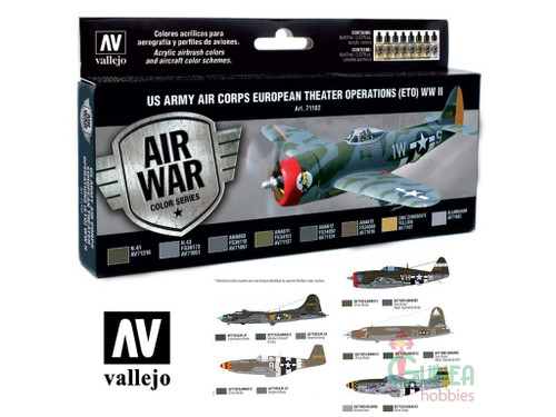 US Army Air Corps European Theater Operations WWII Model Air Paint Set (8 Colors) Vallejo Paint