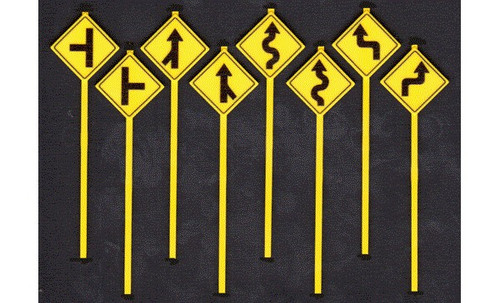 Road Path Warning Signs Set 2 (8) O Scale Tichy Trains
